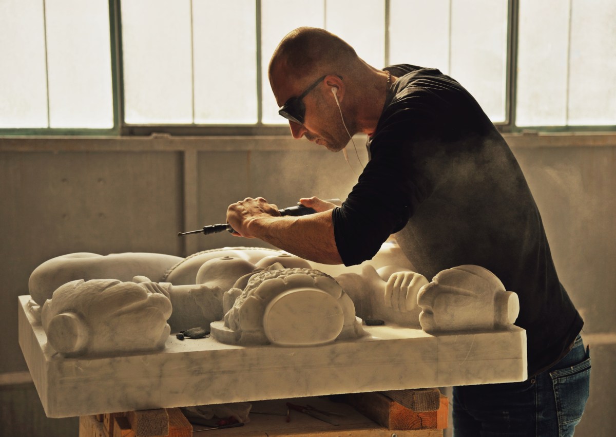 The sculpture La Pleureuse by Francois-Xavier and Claude Lalanne